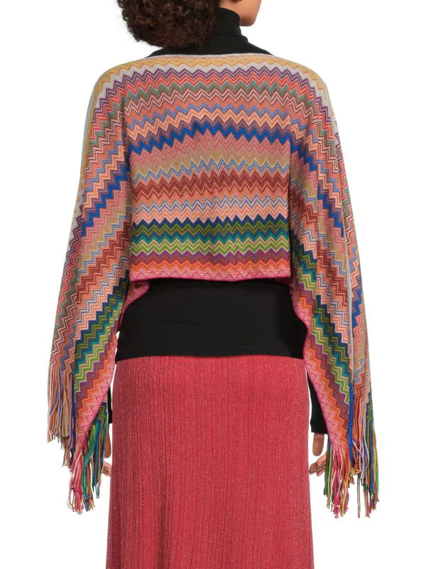 Chevron Wool Blend Poncho