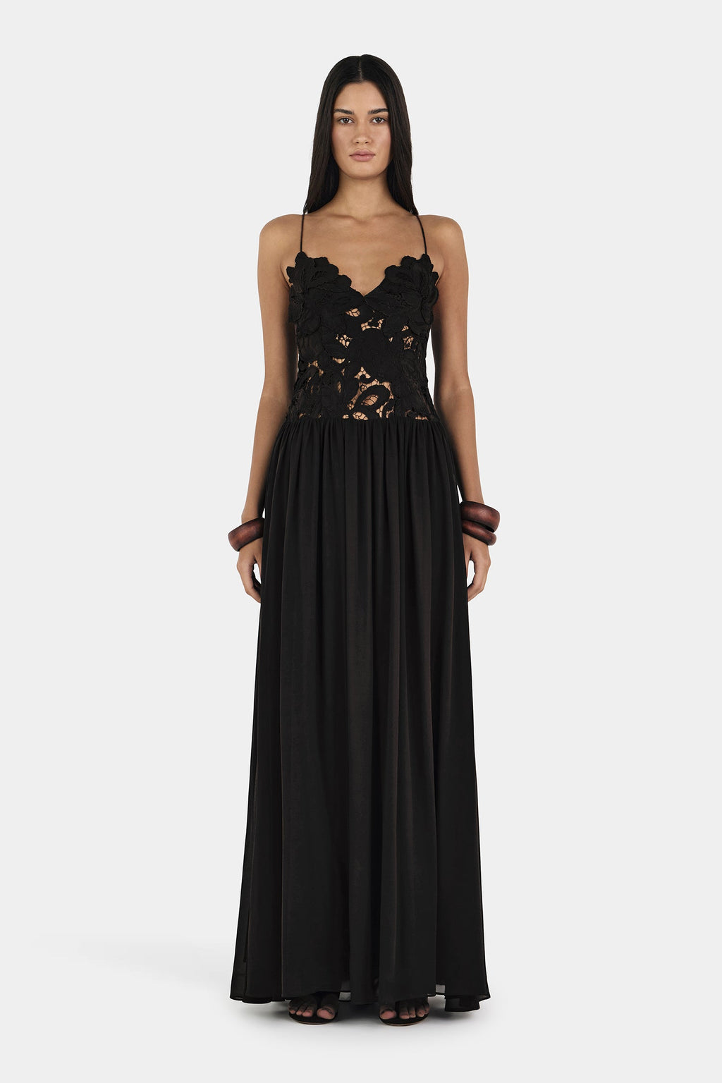 Patchwork Lace Black Long Dress