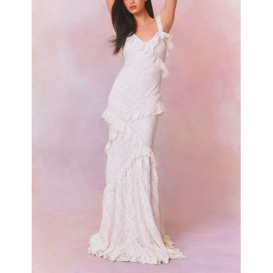 Lace Ruffle Long Dress