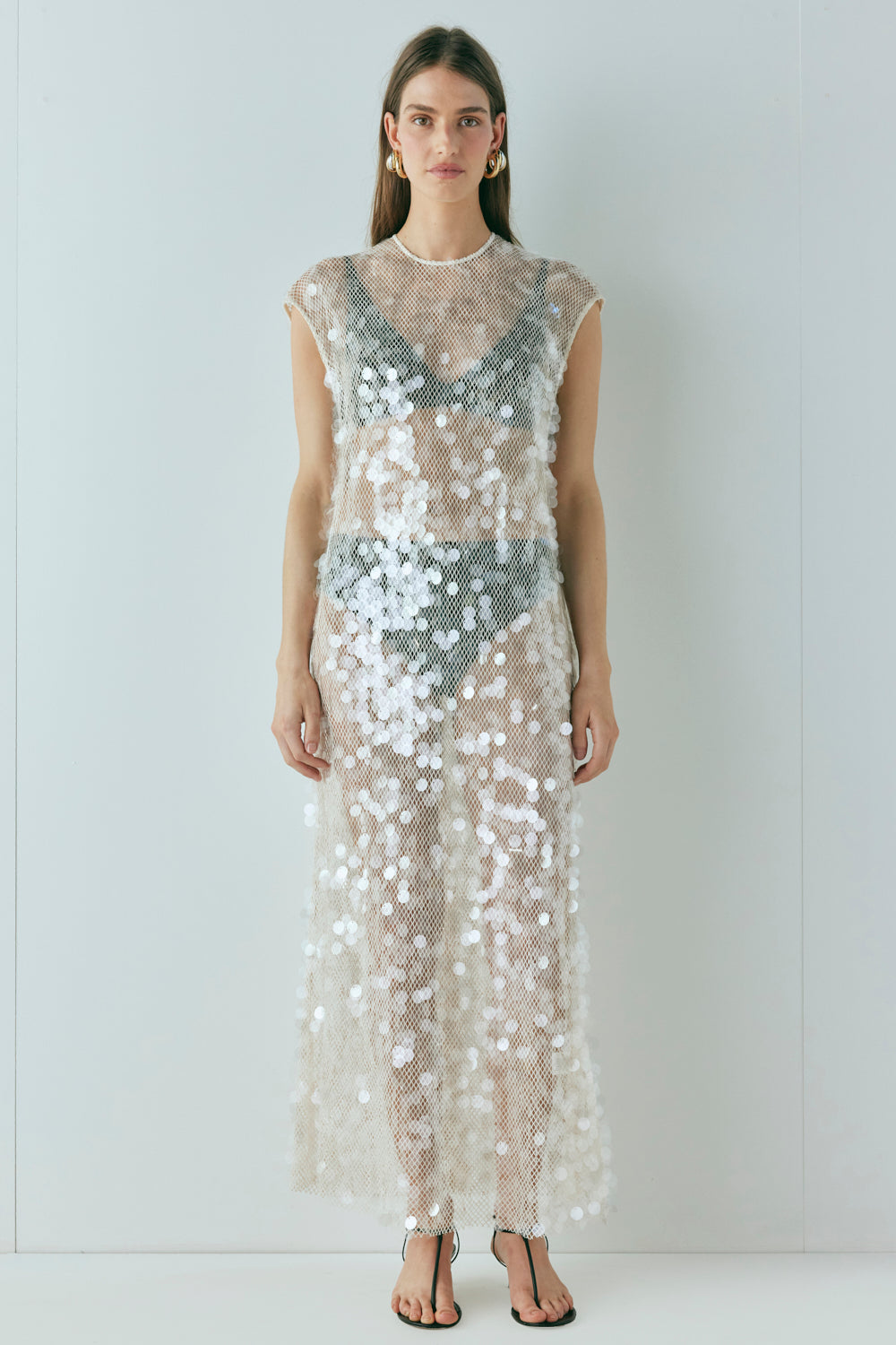 Off-White Sequined Long Dress