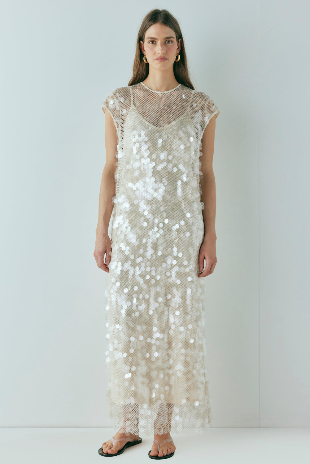 Off-White Sequined Long Dress