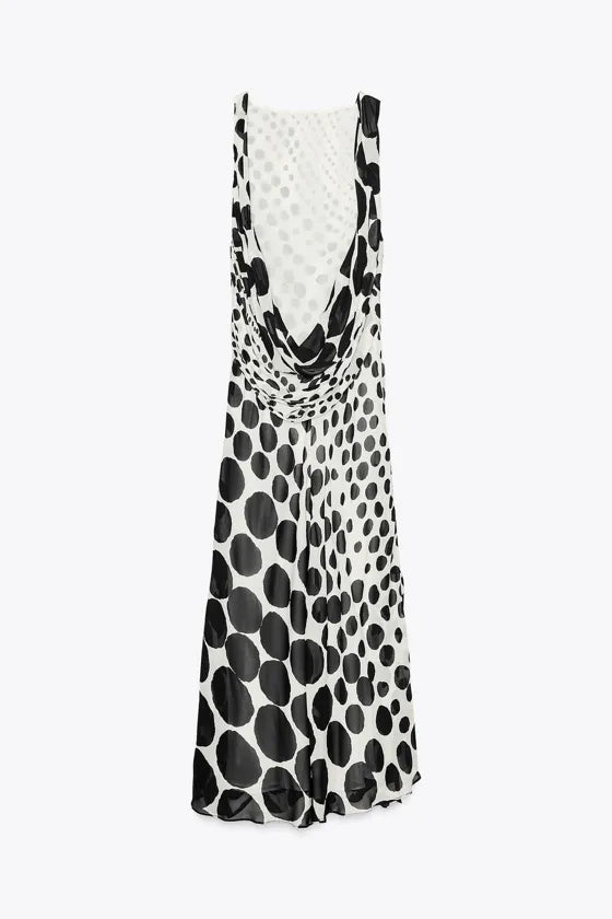 Sleeveless Polka Dot Long Dress
