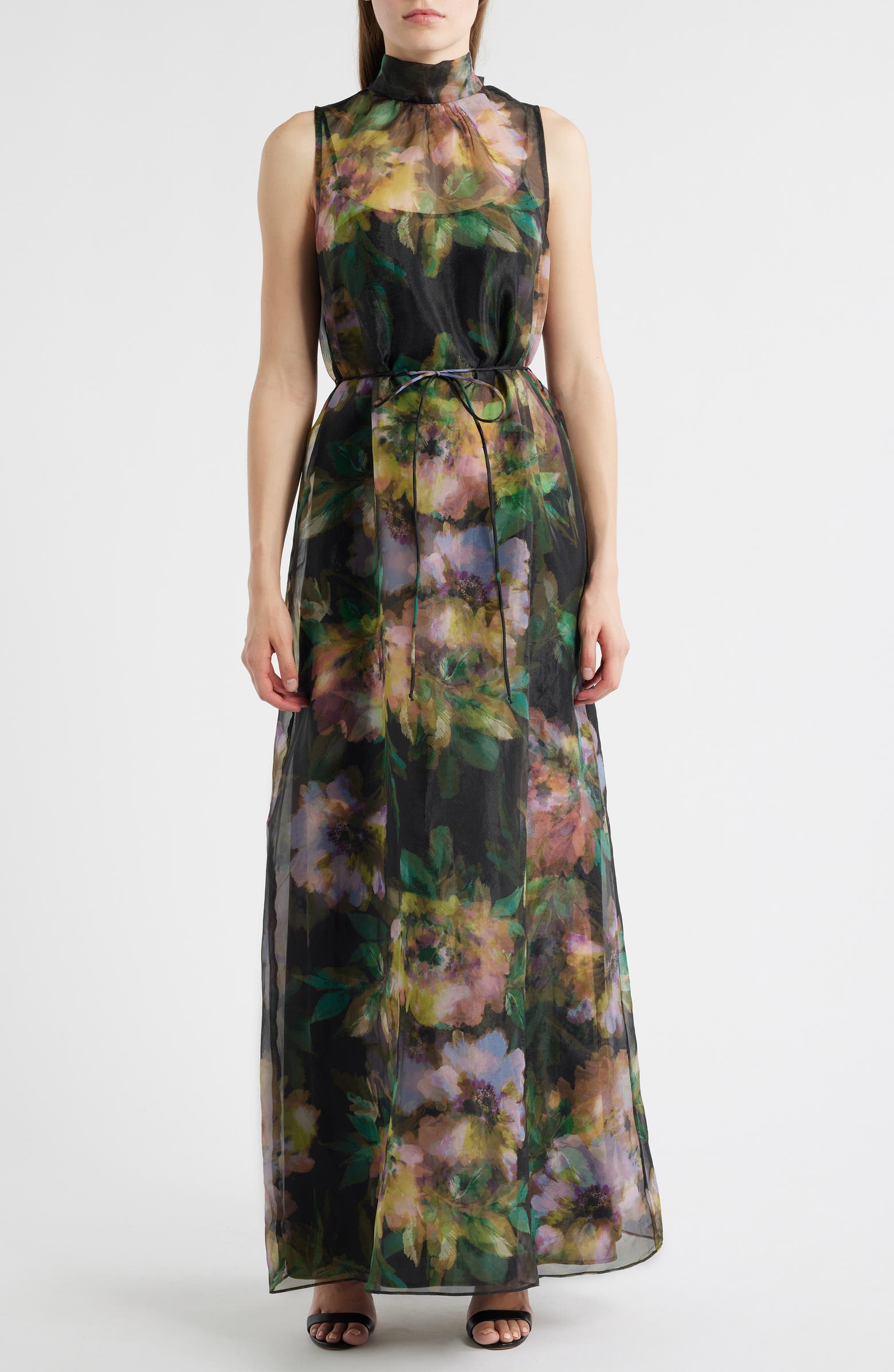 Tie Neck Organza Cocktail Dress