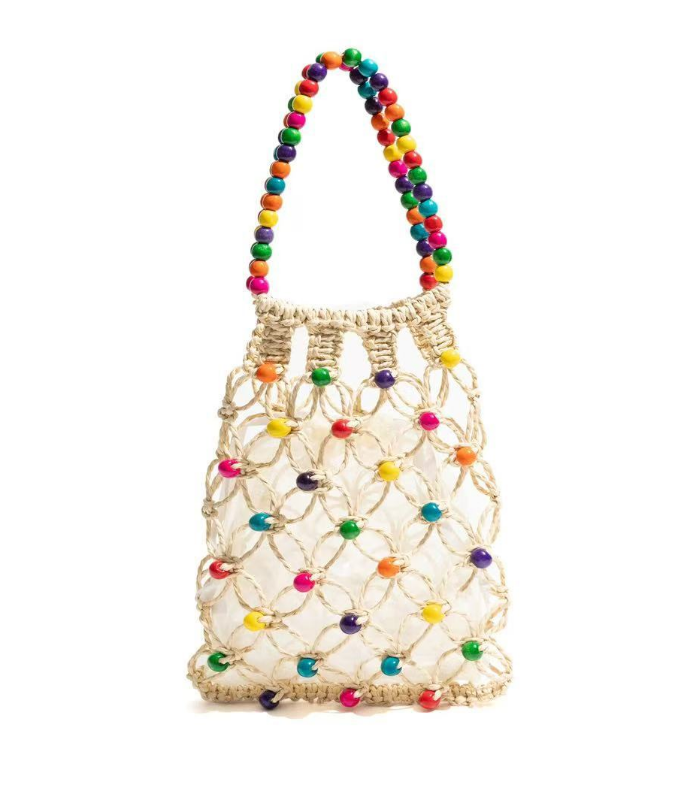 Hand-woven beaded colorful handbag