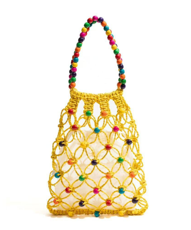 Hand-woven beaded colorful handbag