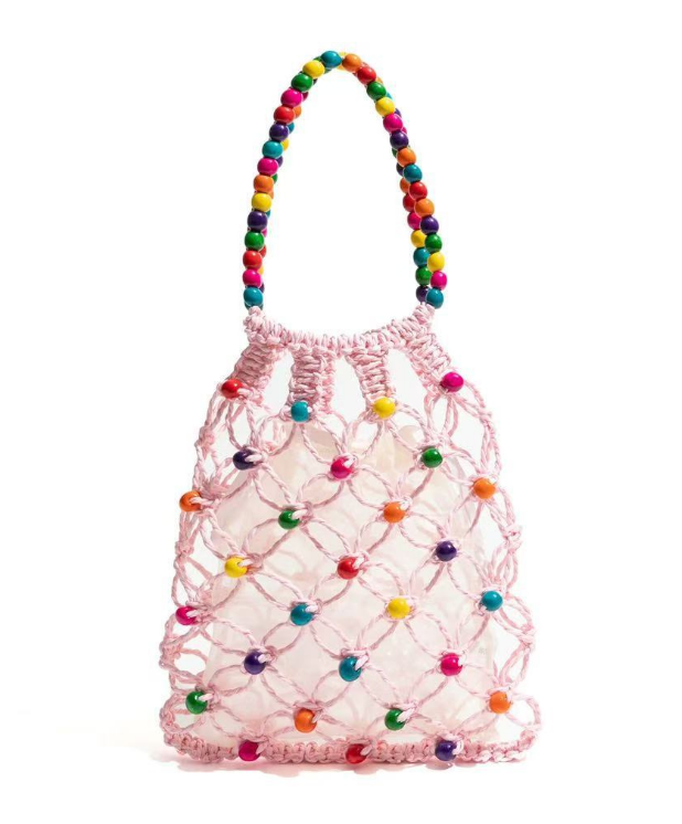 Hand-woven beaded colorful handbag