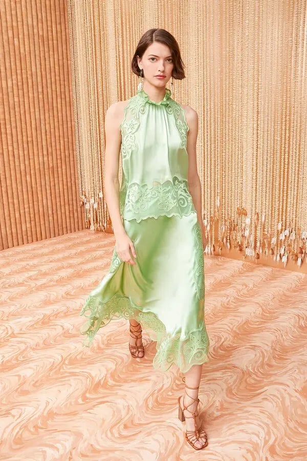 Lace patchwork satin