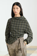 Loose-Fitting Plaid Shawl Top