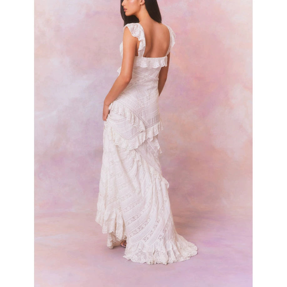 Lace Ruffle Long Dress