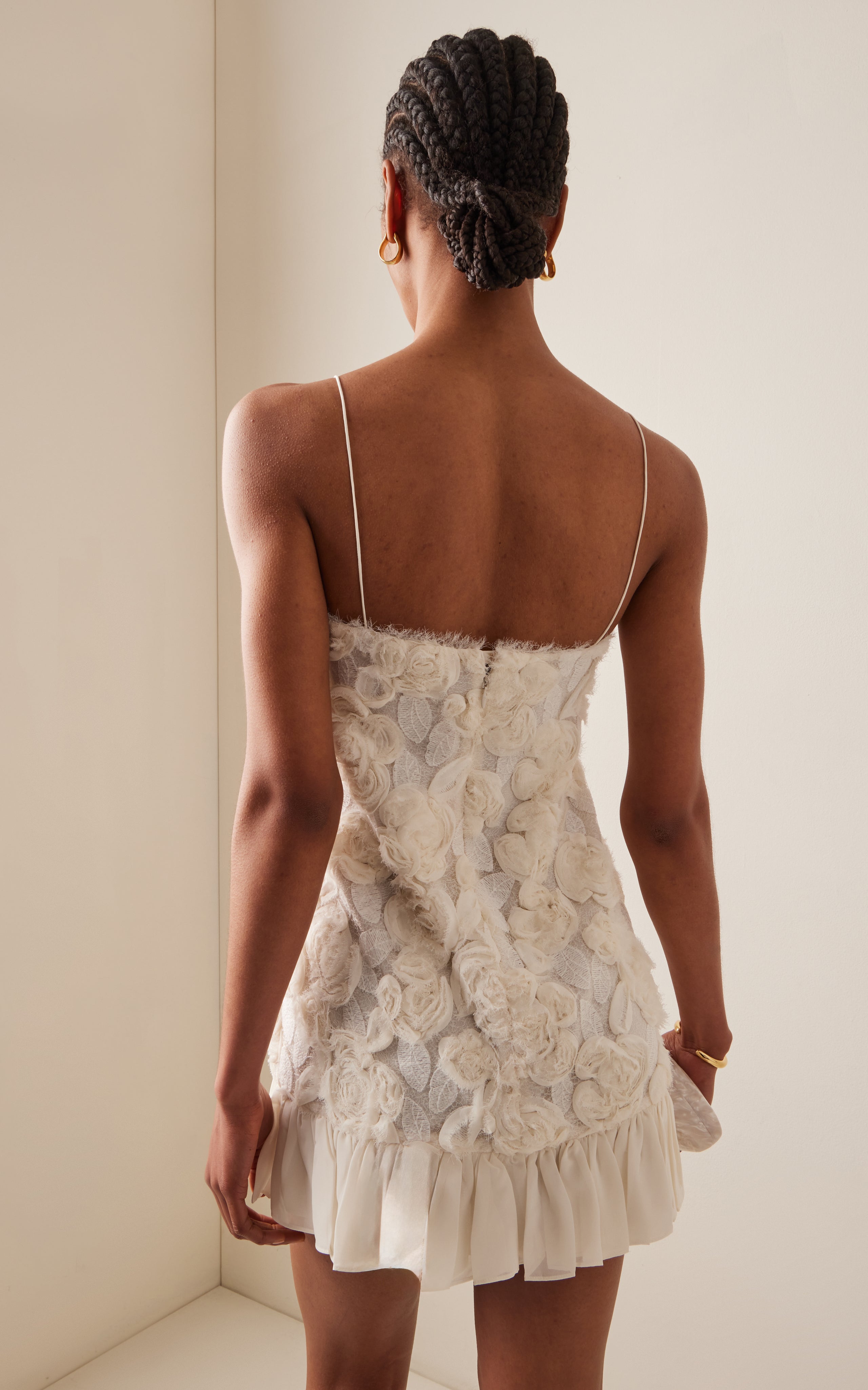 Rosette-Detailed Georgette Mini Dress