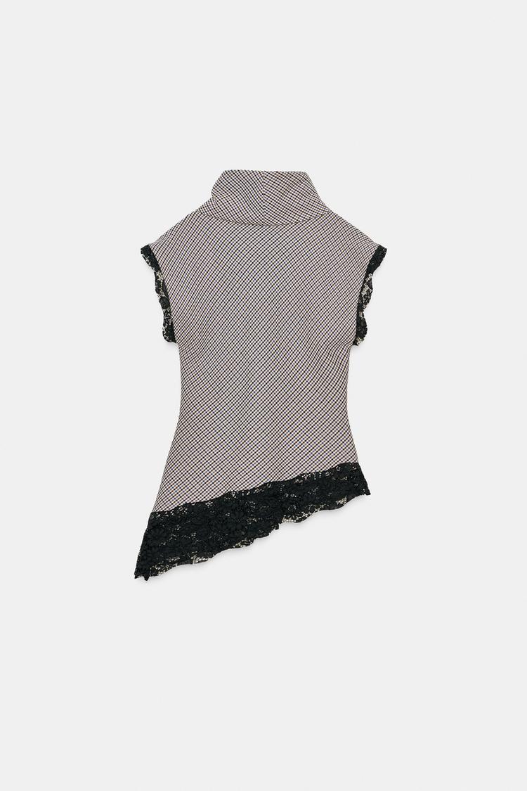 Houndstooth Lace Top