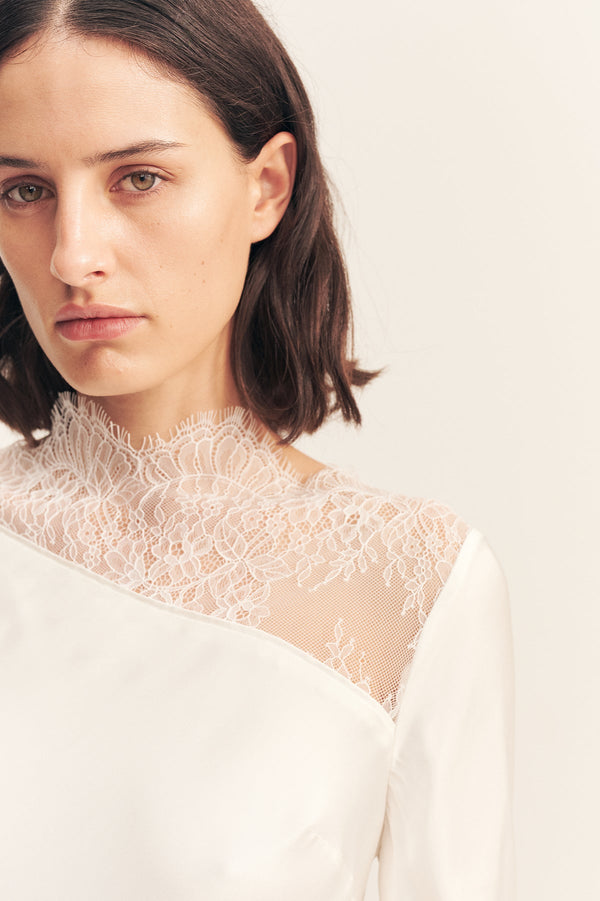 Lace-Paneled Mini Dress