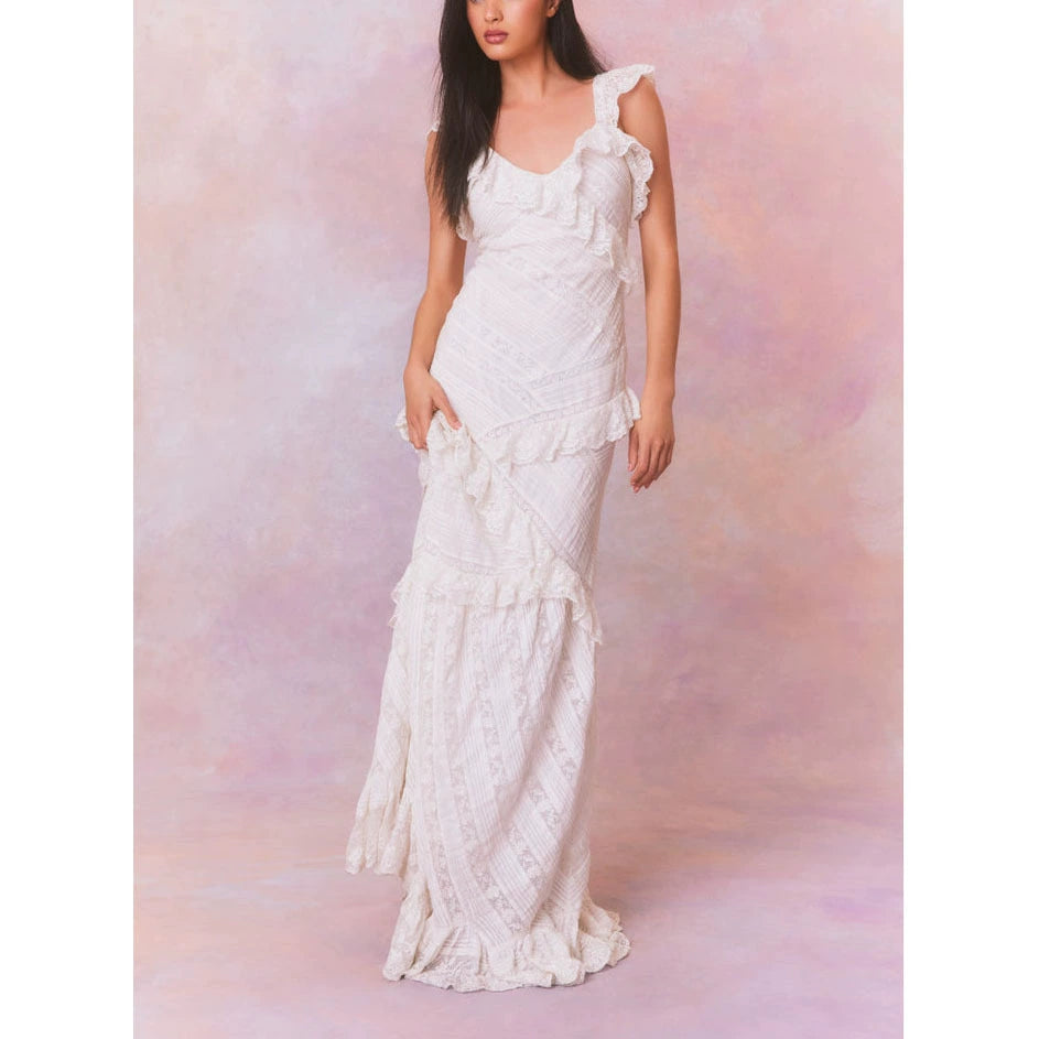 Lace Ruffle Long Dress
