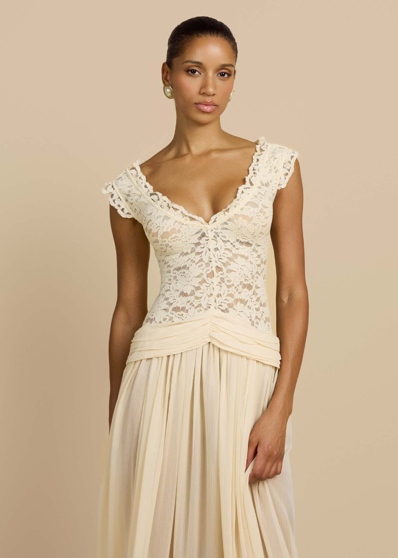 Elegant Deep V-Neck Lace Dress
