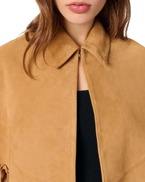 Fringe-Trimmed Leather Cape