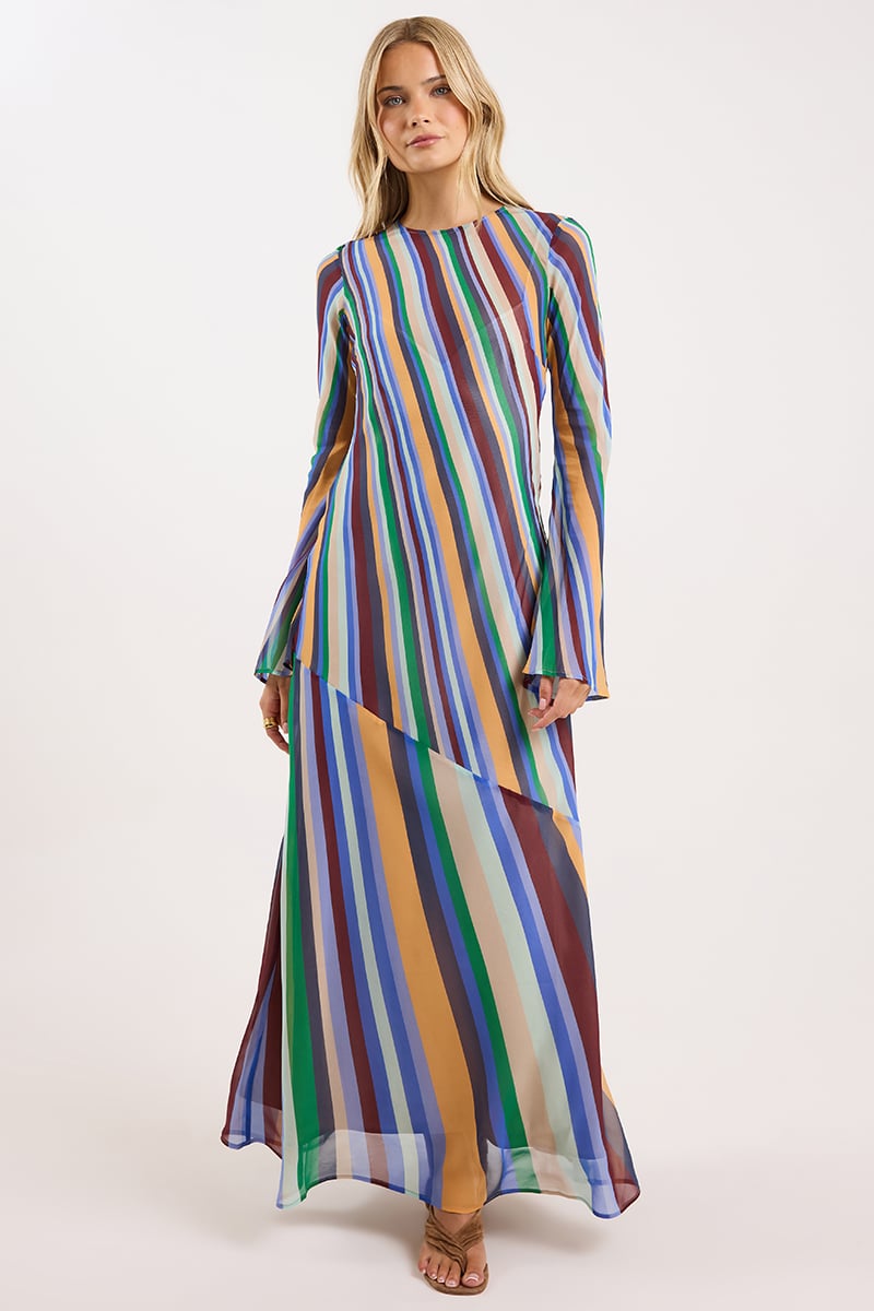 Rainbow Striped Long Dress