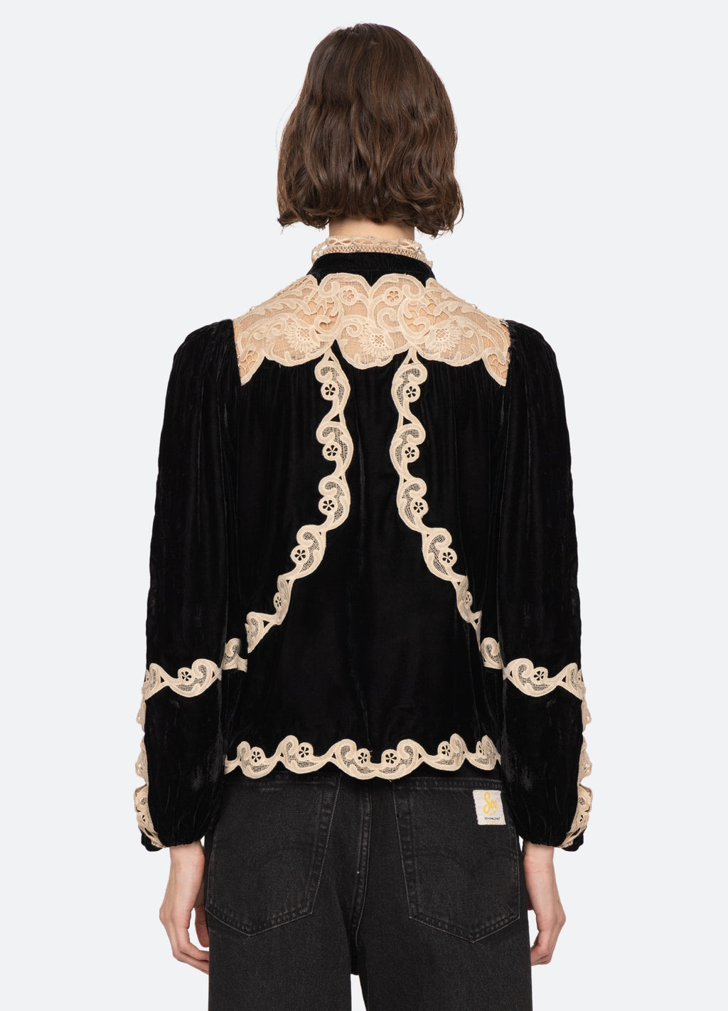 Lace Embroidered  Long-Sleeved Top