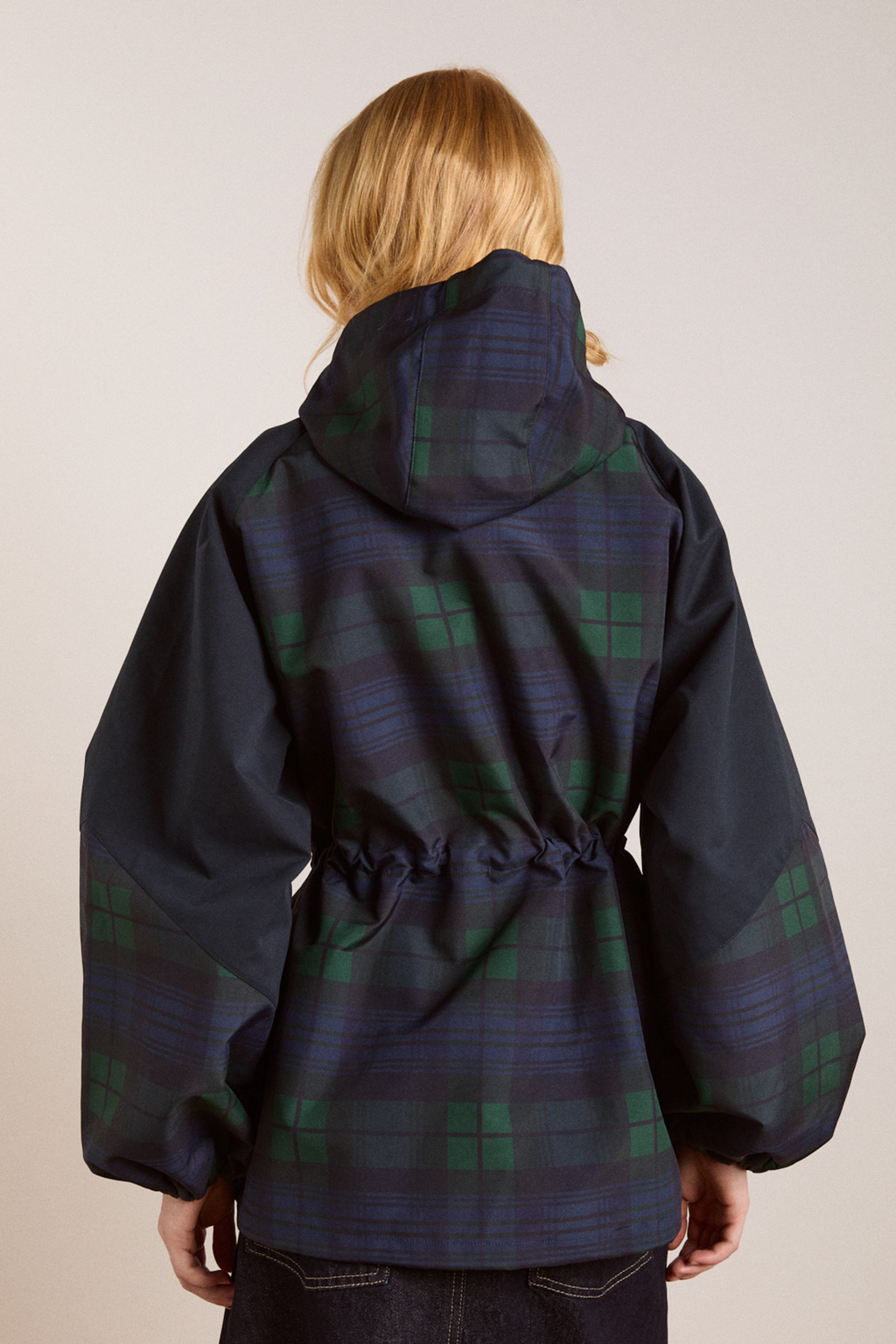Navy Check Waterproof Raincoat