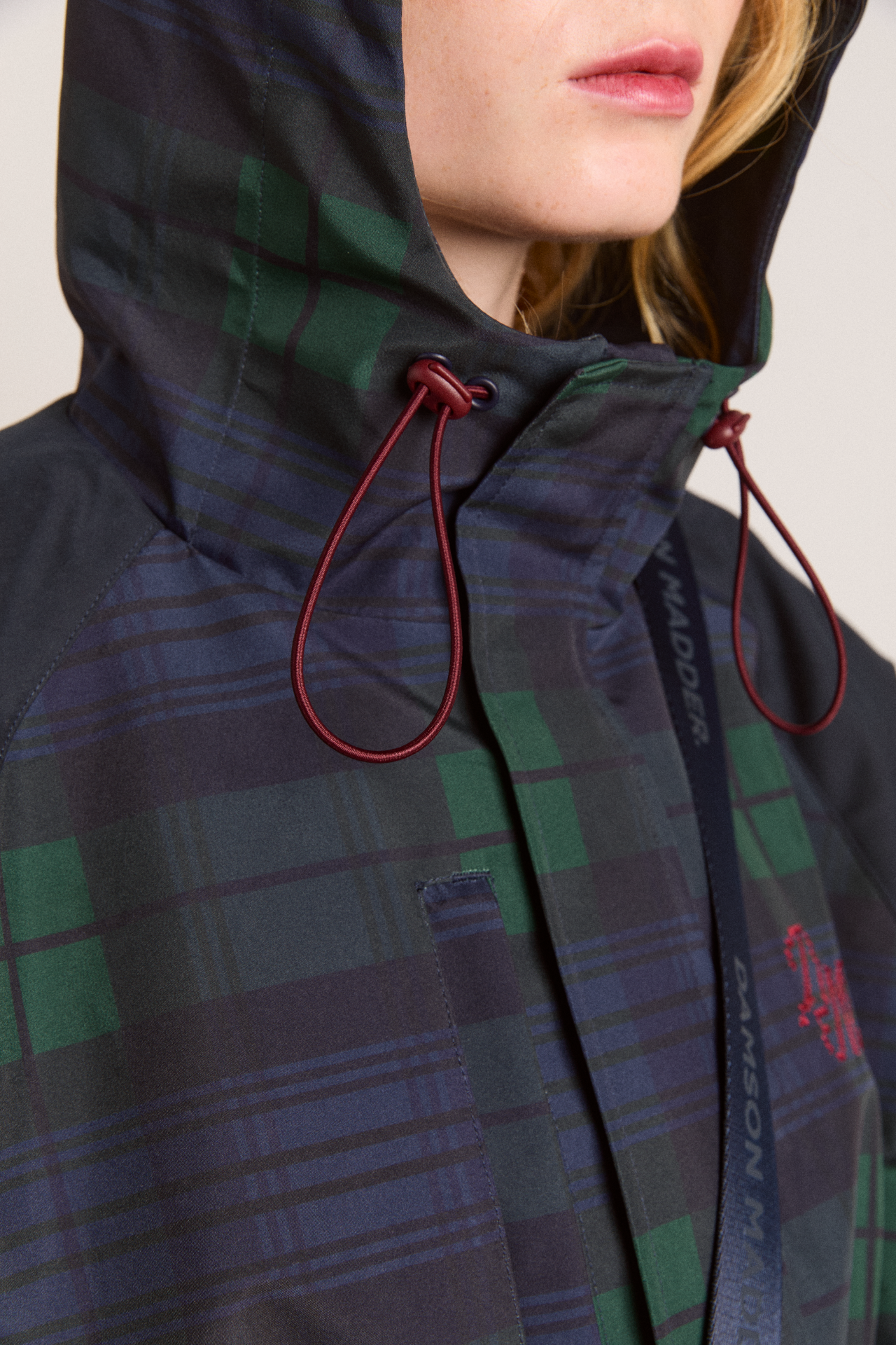 Navy Check Waterproof Raincoat