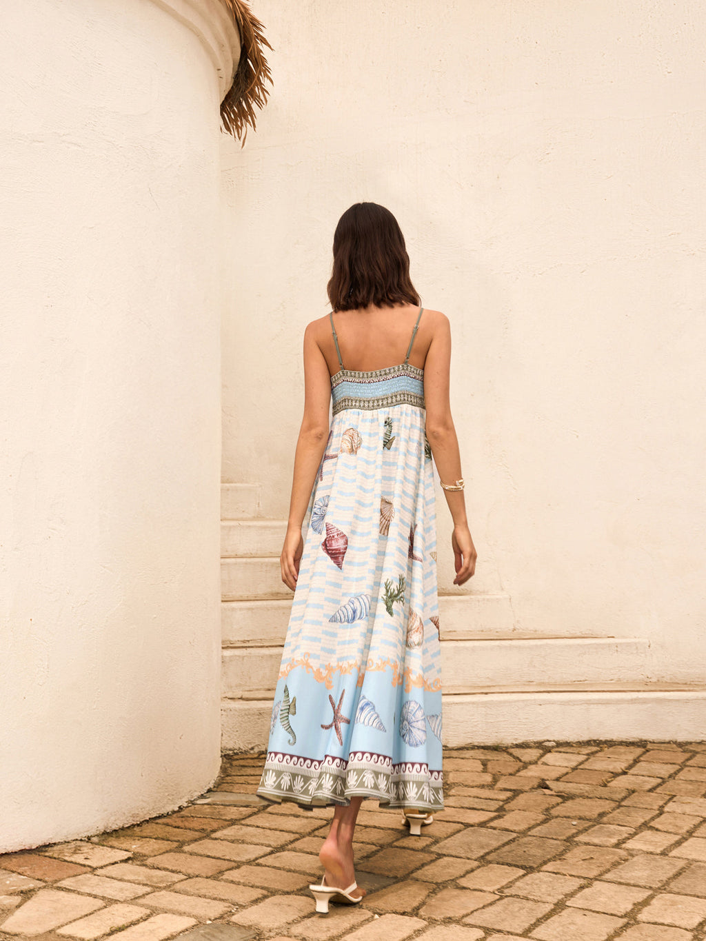 Seashell Print Cami Dress With Pockets