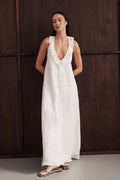 WHITE RAMIE SLEEVELESS MIDI DRESS