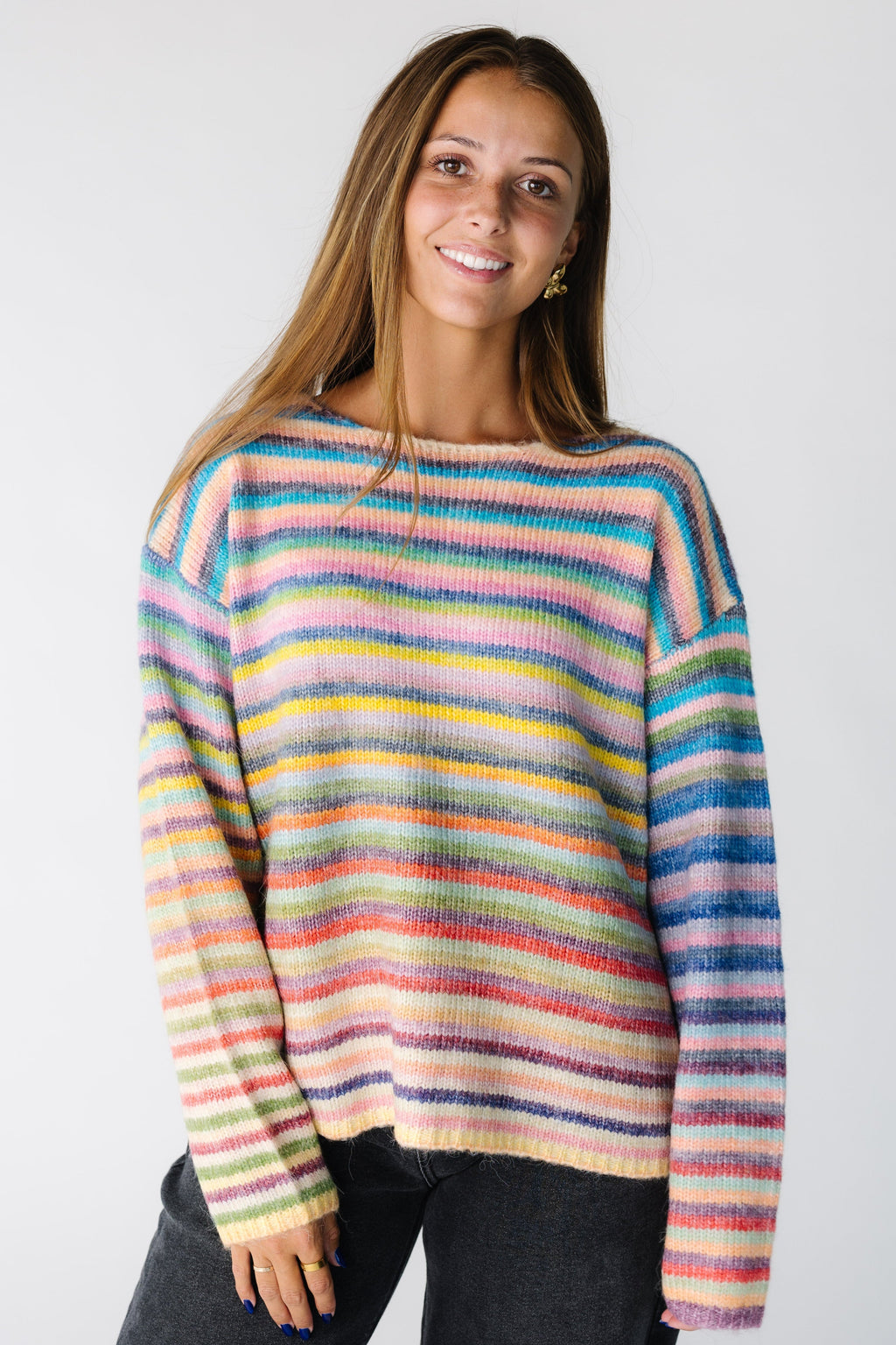 Rainbow striped pullover (colors may vary per piece)