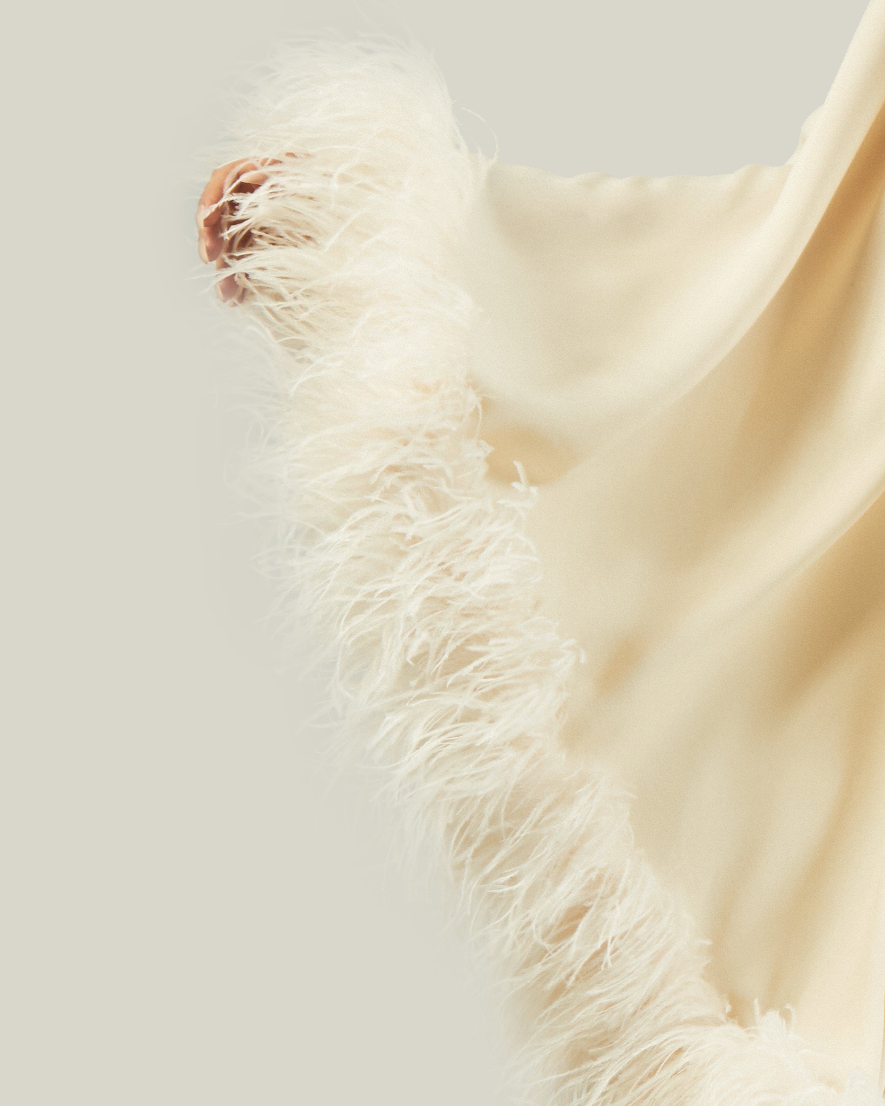 Feather-Trimmed One-Shoulder Dress