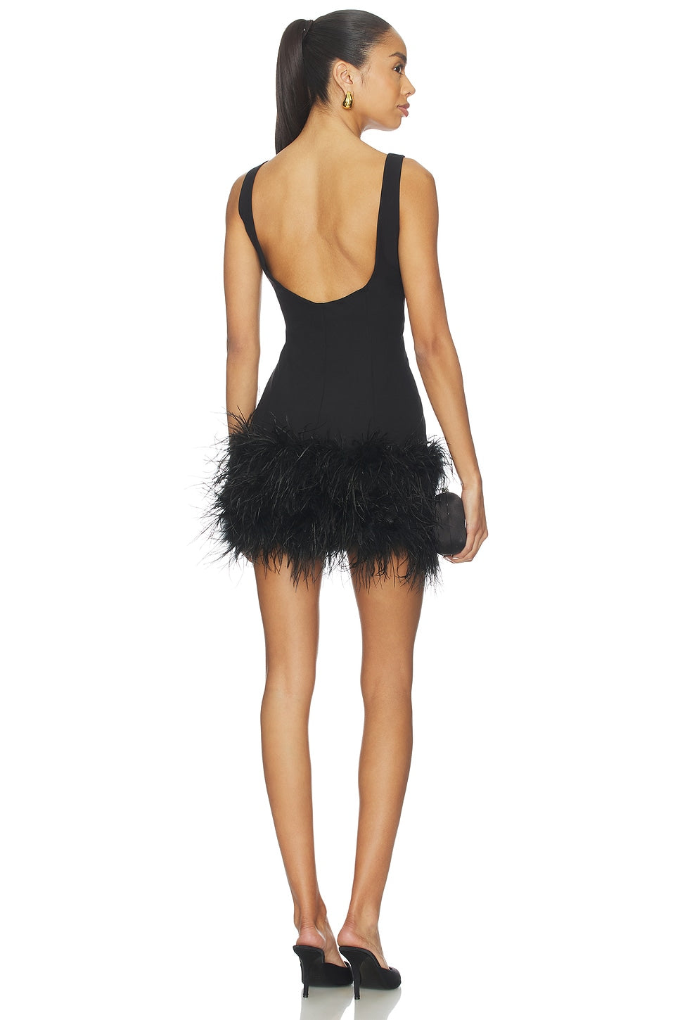 Feather-Trimmed Short Dress