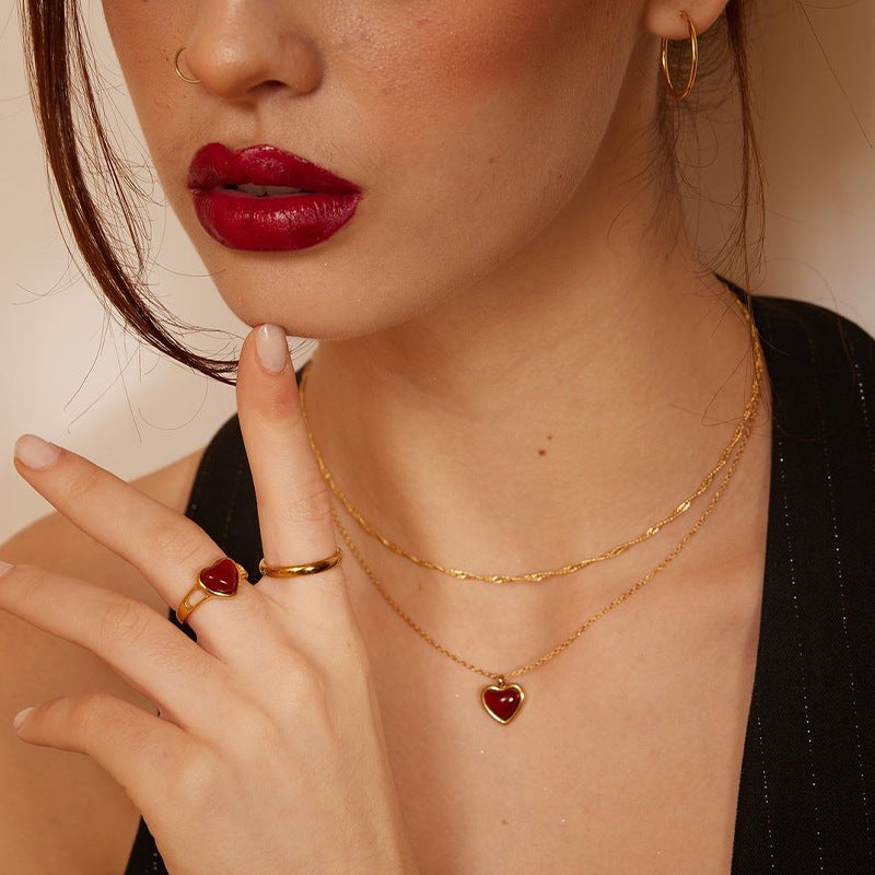 Carnelian Heart Pendant Necklace