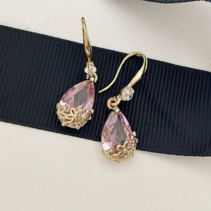 Teardrop Flower Zirconia Earrings