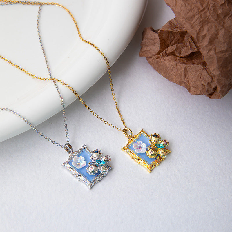 New Oil Painting Contrast Color 3D Inlaid Necklace