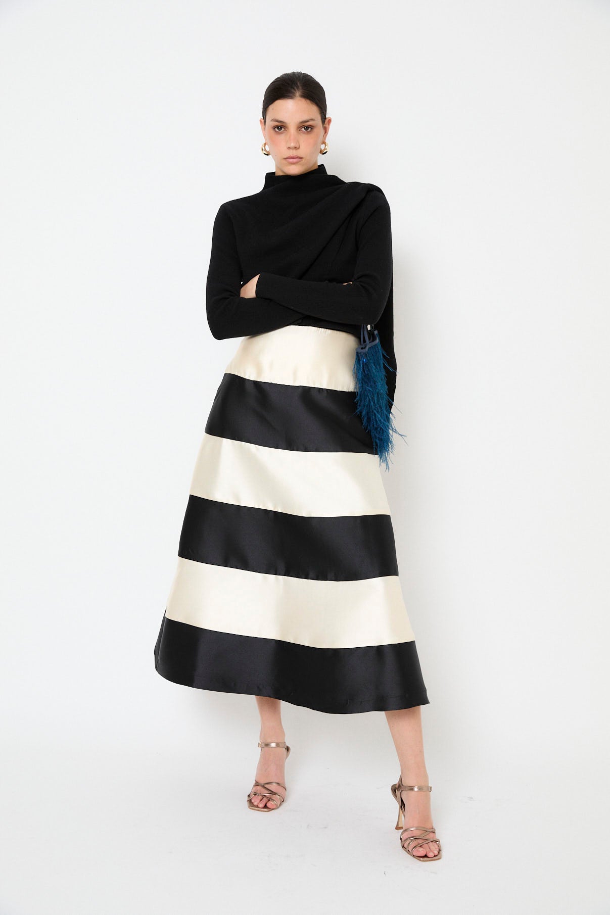 Black And White Striped Skirt