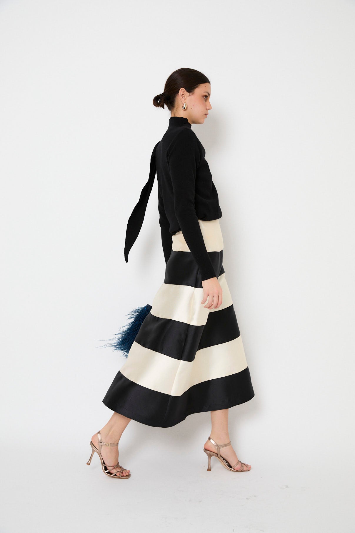 Black And White Striped Skirt