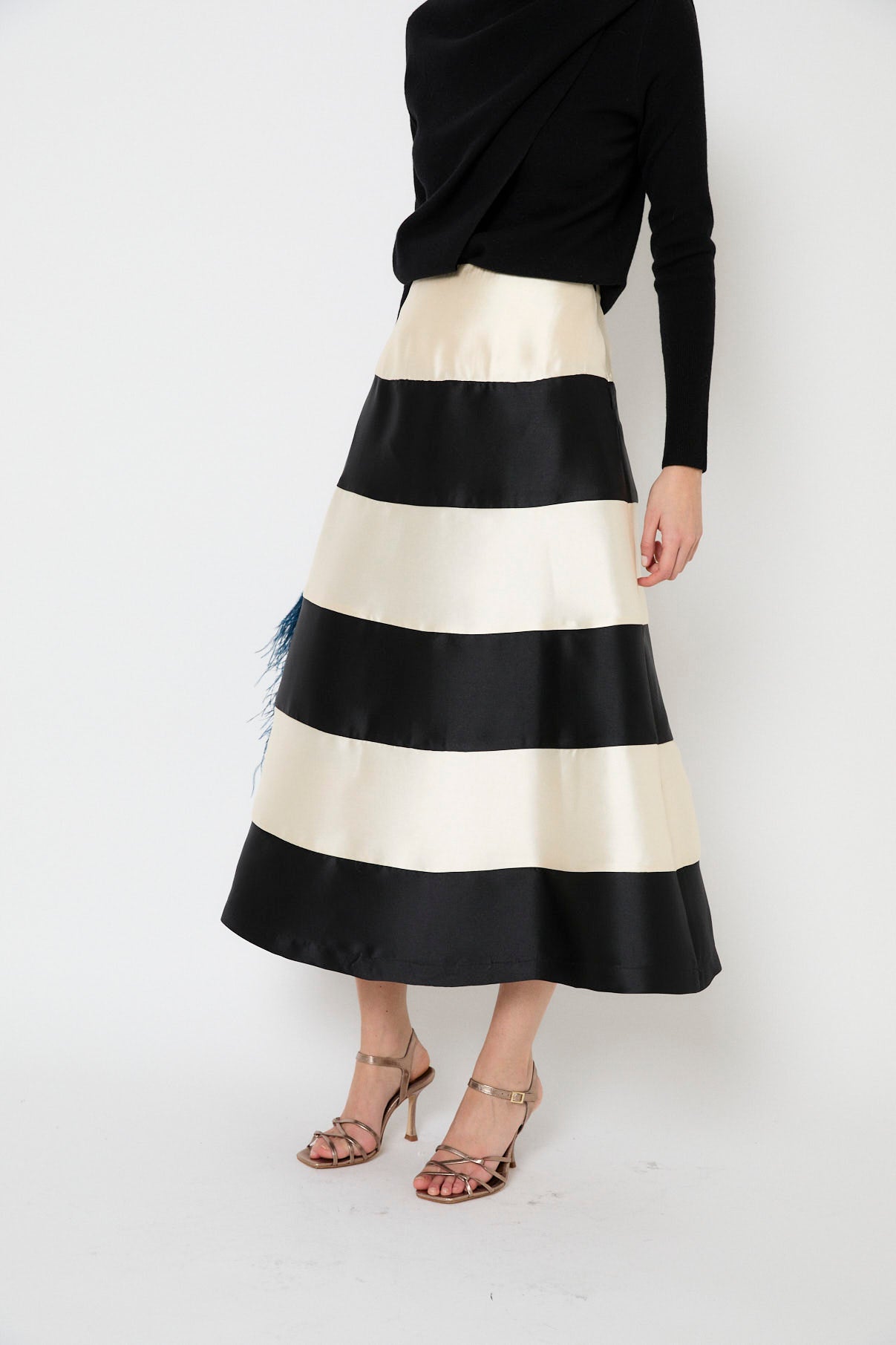 Black And White Striped Skirt