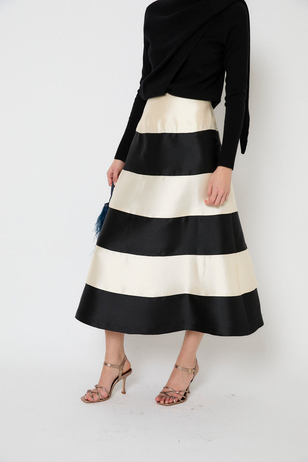 Black And White Striped Skirt