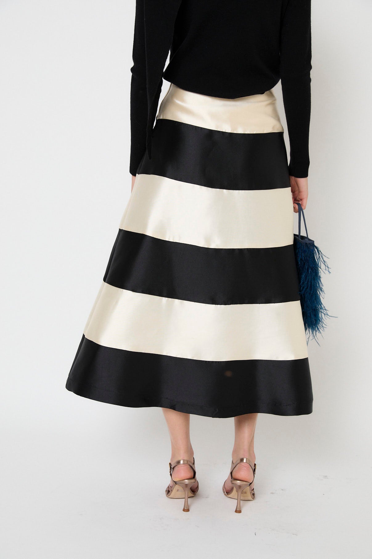 Black And White Striped Skirt