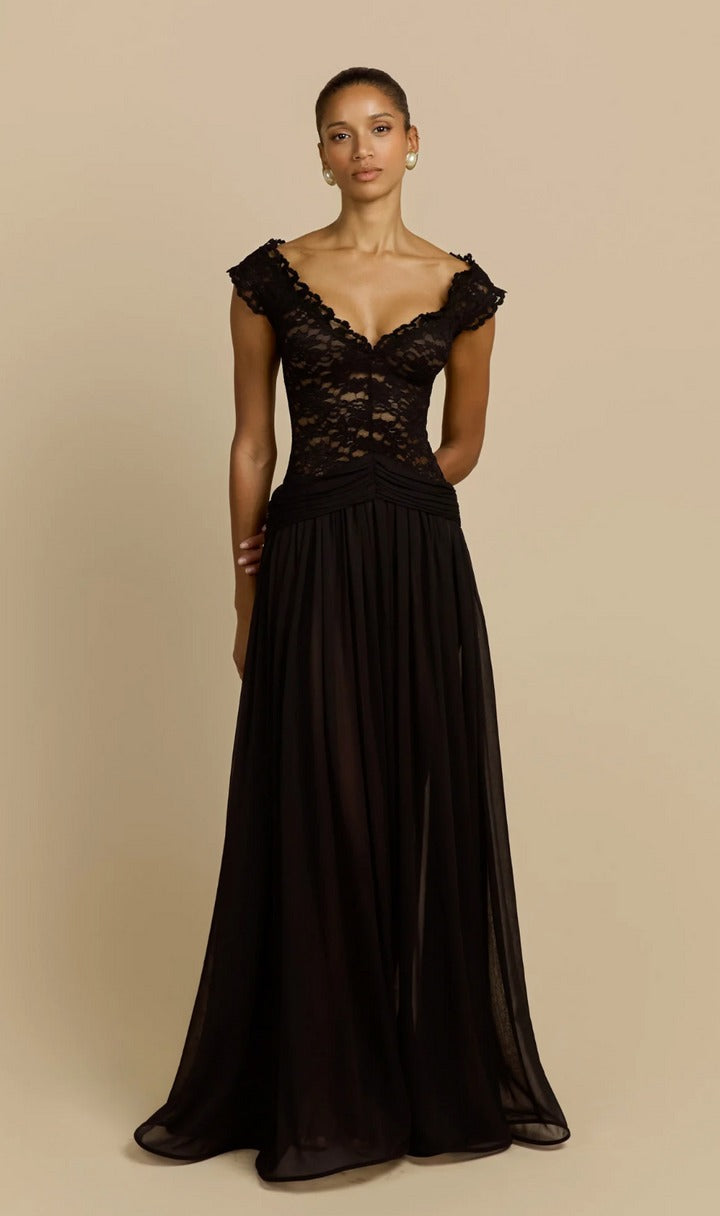 Elegant Deep V-Neck Lace Dress