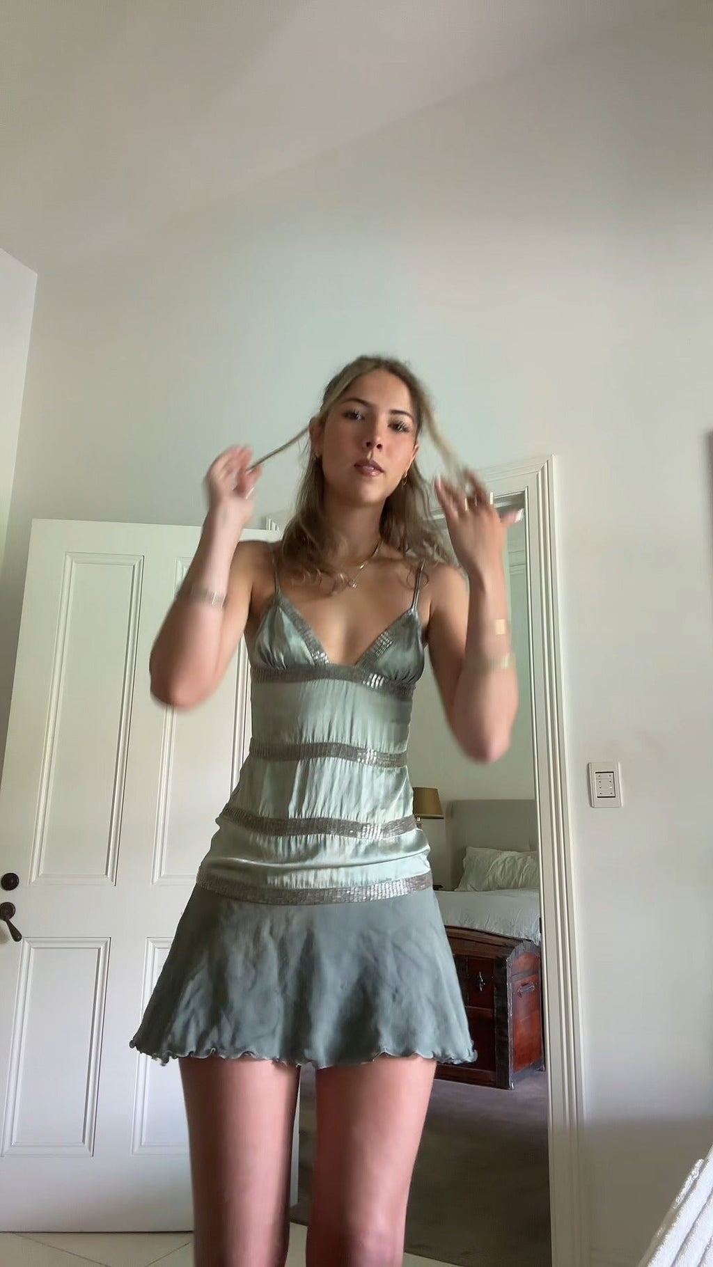 Metallic Strappy Mini Dress