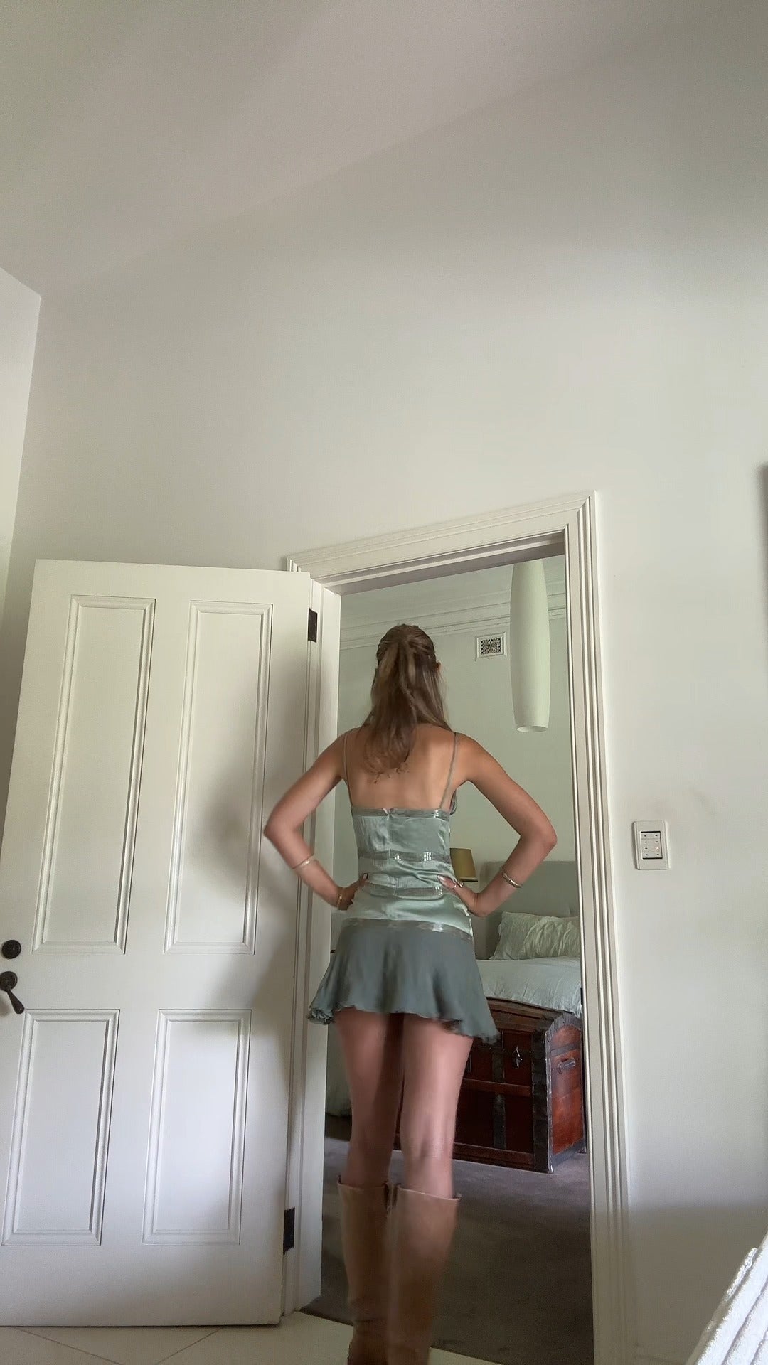 Metallic Strappy Mini Dress