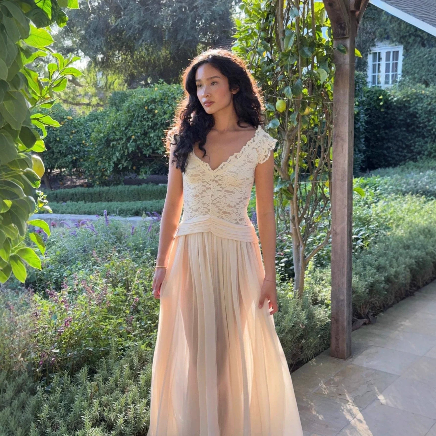 Elegant Deep V-Neck Lace Dress