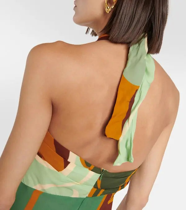 Vintage Printed Sleeveless Long Dress