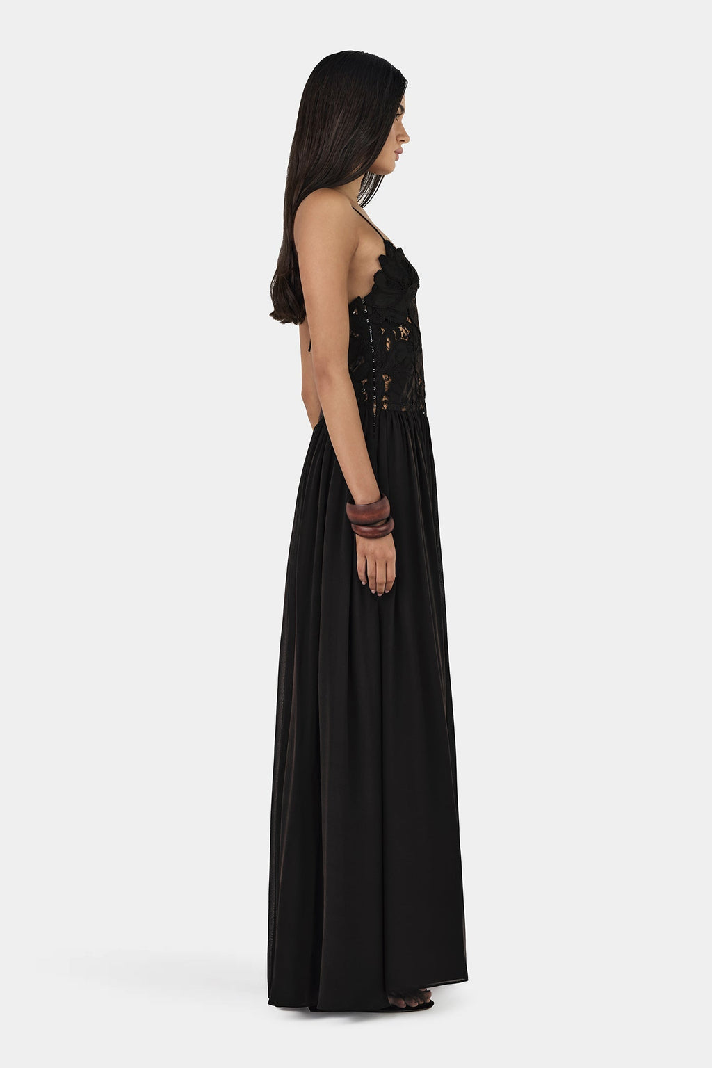 Patchwork Lace Black Long Dress