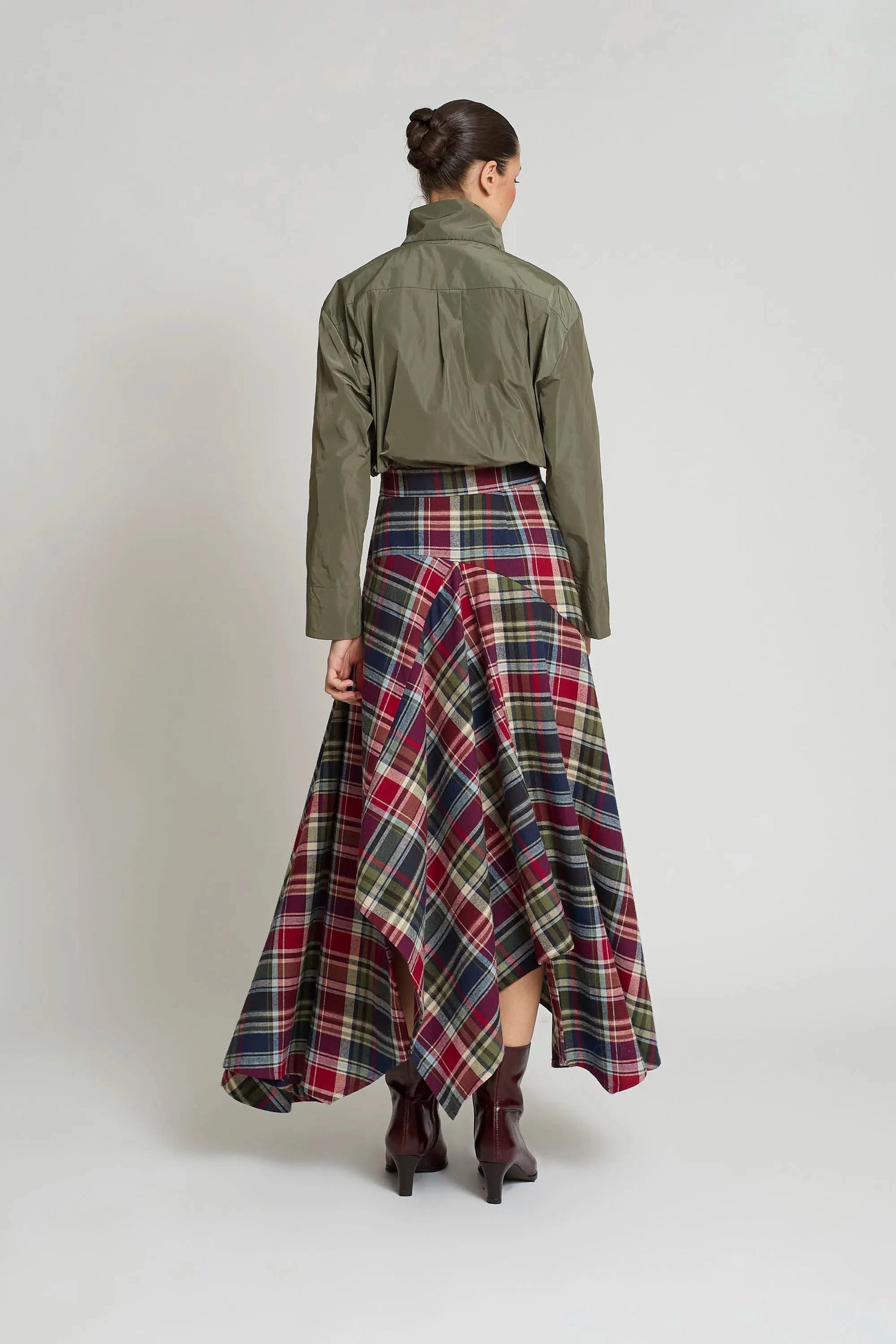 Irregular Plaid Skirt