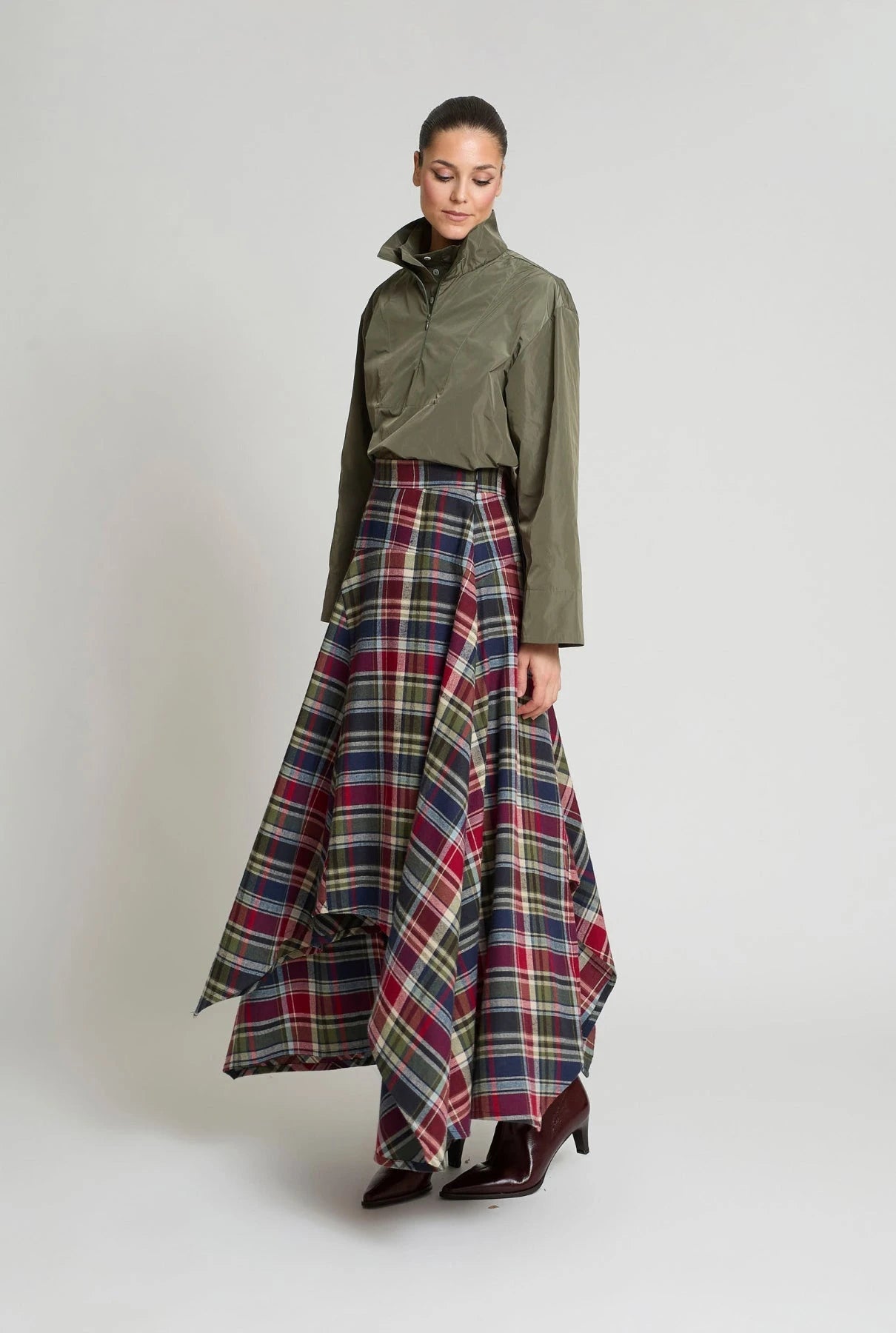 Irregular Plaid Skirt