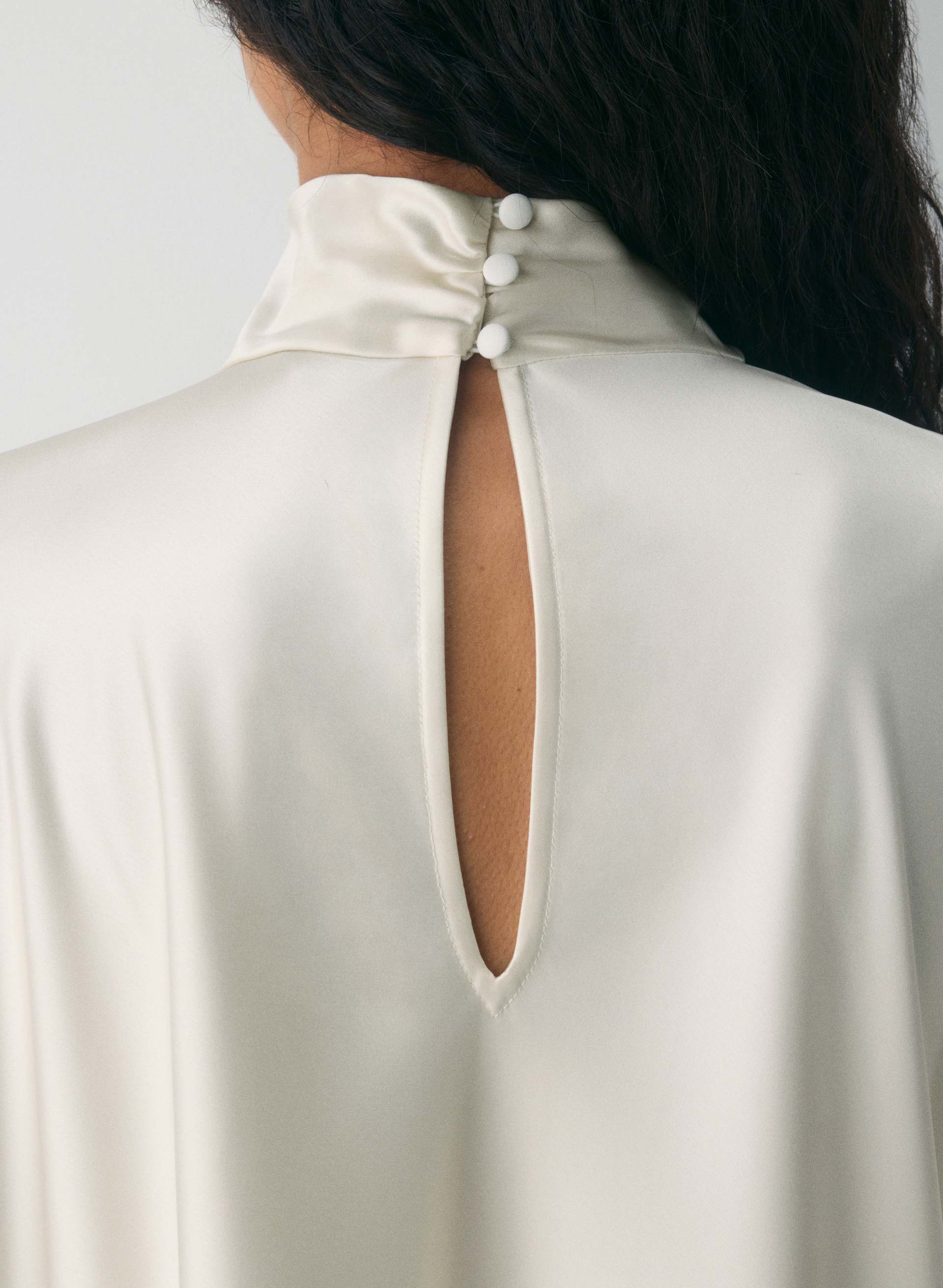 Double Satin Mockneck Mini Dress