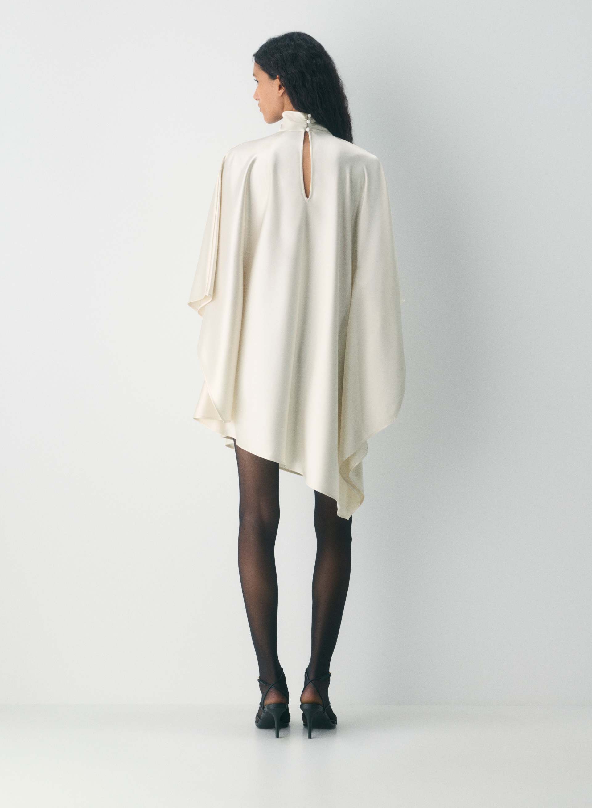 Double Satin Mockneck Mini Dress