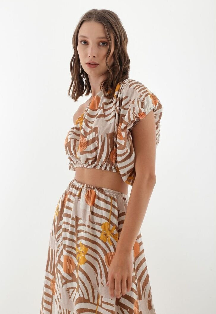 Palm One-Shoulder Maxi Dress