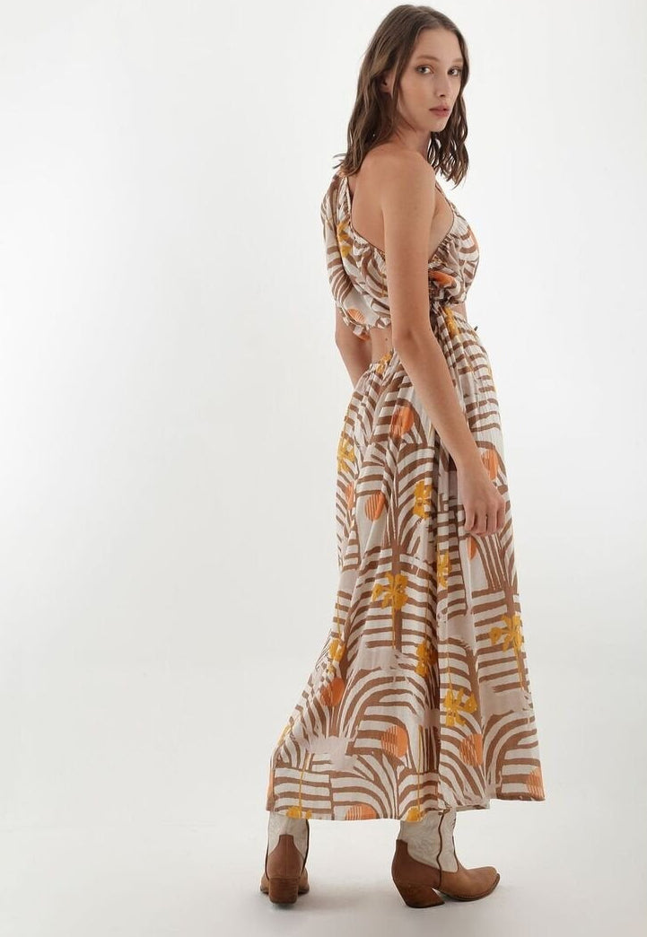 Palm One-Shoulder Maxi Dress